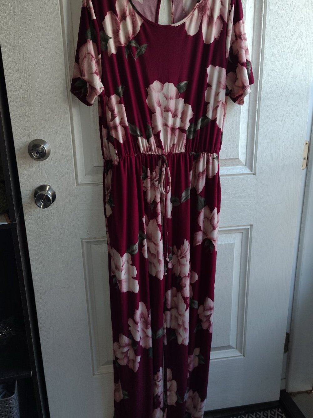 Burgundy Floral Knit Jumpsuit XL